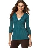 DKNY Jeans Petite Waffle-Knit Babydoll Top