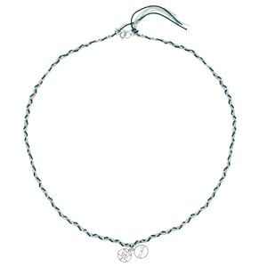 Buy Sterling Silver Braided Chain, Teal Cord, White Cord Necklace with Peace and Chinese Symbol Charm...