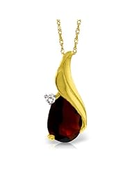 14K Yellow Gold Twist Teardrop Garnet Necklace