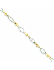 Genuine 14K Yellow Gold Two Tone Oval Marquise Links With Diamond Cut Beads Bracelet 7.25 Inches 1 Grams Of Gold 100% Satisfaction Guaranteed.