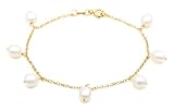 14k Yellow Gold, June Birthstone, Freshwater Pearl Bracelet, 7.25"