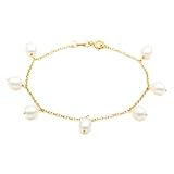 14k Yellow Gold, June Birthstone, Freshwater Cultured Pearl Bracelet, 7.25