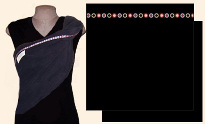 Chic Papoose Pouch Style Baby Sling with Black Corduroy w/Ribbon Trim w/Black Reverse REG