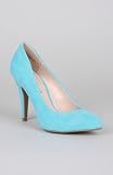 Anne Michelle Adoncia-01 Pointy Toe Pump - Sky Blue Imitation Kid Suede