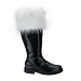 SANTA-108, Men's Costume or Halloween Black Tall Santa Boots with White Fur Trim