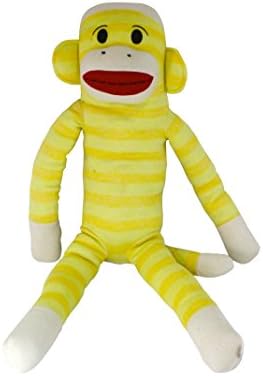 SOCK MONKEY Giant 38-Inch Maxx - Stuffed Plush Animal (Yellow Stripe)