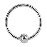 Solid 14KT White Gold 16 Gauge 3/8 Inches Ball Captive Ring 3mm Ball