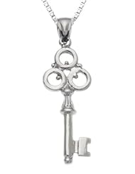 0.925 Sterling Silver Skeleton Key Pendant Necklace