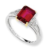 Sterling Silver & 14k Gold Crimson Red Topaz Diamond Ring (Sizes 6-8)