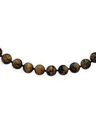 Sterling Silver 18in 10-10.5mm Faceted Tiger Eye Pearl Necklace.
