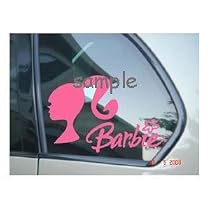 Barbie Doll W/Word Car Truck Window Vinyl Decal Sticker - SBD05072- PINK COLOR