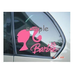 Barbie Doll W/Word Car Truck Window Vinyl Decal Sticker - SBD05072- PINK COLOR