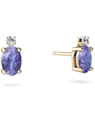 Genuine Tanzanite 14kt Yellow Gold Stud Earrings