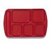 Food Service Rectangular Compartment Lunch Tray, 6 Compartment, Left-handed, Red, Durable Melamine Material, One Dozen (12) Trays Per Case