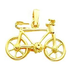 14K Gold 3-D Moveable Bicycle Pendant