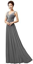 Chiffon Crystals Crystal Beaded Sequined Evening Dress/Bridesmaid Dress 