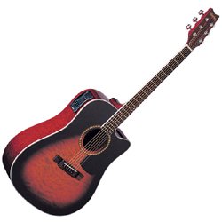Washburn D10CEQ Dreadnought Cutaway Acoustic-Electric Guitar (Sunburst) On Sale