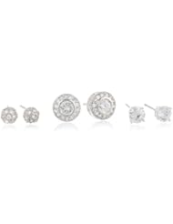 .925 Sterling Silver Cubic-Zirconia Stud Earrings Set
