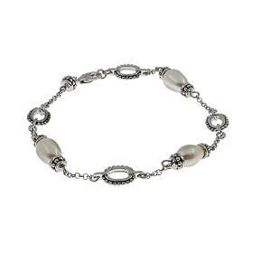 Freshwater Pearl Link Sterling Silver Bracelet