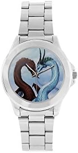 Special Design Cool Fire Dragon and Ice Dragon Love Unisex Stainless Steel Watch,Watch Face Diameter: 1.61"