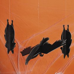 DELUXE HALLOWEEN HANGING BAT AND CROW DECORATION