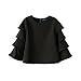 Memorose Women Elegant O-Neck Solid Ruffle Flare Sleeve Short Top Shirt Blouse