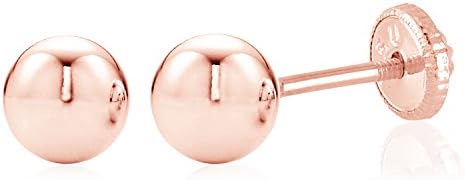 MASSETE Gold Ball Stud Earrings for Women and Girls Screwback | 10k, 14k, 18k | White Yellow or Rose Gold | 3mm 4mm 5mm | Nickel Free