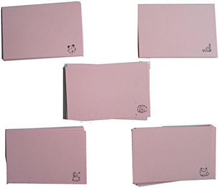 Pink Kawaii Notecards (Set of 48 Hand-Stamped Index Cards)