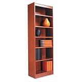 Narrow Profile Bookcase, Wood Veneer, 6-Shelf, 24w x 12d x 72h, Medium Oak