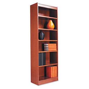 Narrow Profile Bookcase, Wood Veneer, 6-Shelf, 24w x 12d x 72h, Medium Oak