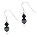 Sterling Silber schwarz Glas Katzen Auge Echte Swarovski Kristall Perlen Ohrringe