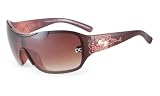 Sundog Iconic-Paula Creamer Signature Style Sunglasses with Burgundy-Plum Frame and Gradient Brown Flash Mirror Lens