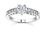 0.9 CT HEART DIAMOND PLATINUM RING NEW