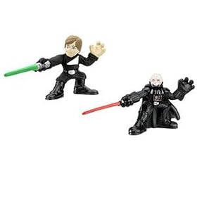 Star Wars Galactic Heroes Luke Skywalker (Jedi Knight) & Darth Vader with Removeable Helmet