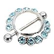Stainless Steel Shields Nipple Ring with Light Blue CZ - Sold Individually