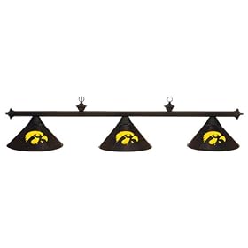 Iowa Hawkeyes 3pc BLACK METAL SHADE POOL TABLE LIGHT LAMP