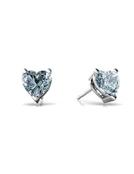 Genuine Aquamarine 14kt White Gold Stud Earrings