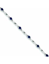 Genuine 14K White Gold White Gold With Diamond And Sapphire Gemstone Bracelet 4 Grams Of Gold 100% Satisfaction Guaranteed.