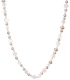 Natural Pink Freshwater Cultured Pearl w/ Rose Quartz Beaded Endless Necklace, 36