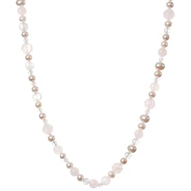Natural Pink Freshwater Cultured Pearl w  Rose Quartz Beaded Endless Necklace,... by Amazon.com Collection