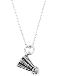 Sterling Silver Three Dimensional Badminton Shuttlecock Necklace