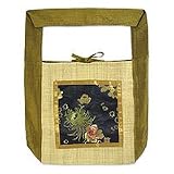 Silk and hemp shoulder bag, 'Golden Poppies'