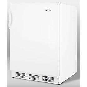 Summit SCFF55Lim White 24" Locking Frost-Free Built-In Freezer with 5.0 Cu Ft, White Cabinet, Ice M