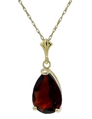 14k Gold Pendant Necklace with Genuine Pear Garnet