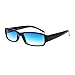 Black Small Rectangular Sunglasses Classic Narrow Blue Lens