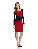 KAMALIKULTURE Women’s Asymmetrical Dress, Black/Red Combo, Medium