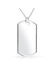 Bling Jewelry Large 2in Classic Sterling Silver Dog Tag Necklace