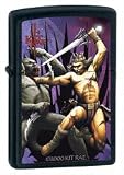 Kit Rae Fantasy Art "Barlodir Slays Shadow" Zippo Lighter - Black Matte 24285の画像