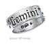 Sterling Silver 7mm Antiqued Gemini Zodiac Band Ring - Size 7.0