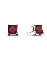 Genuine Ruby 14kt White Gold Stud Earrings